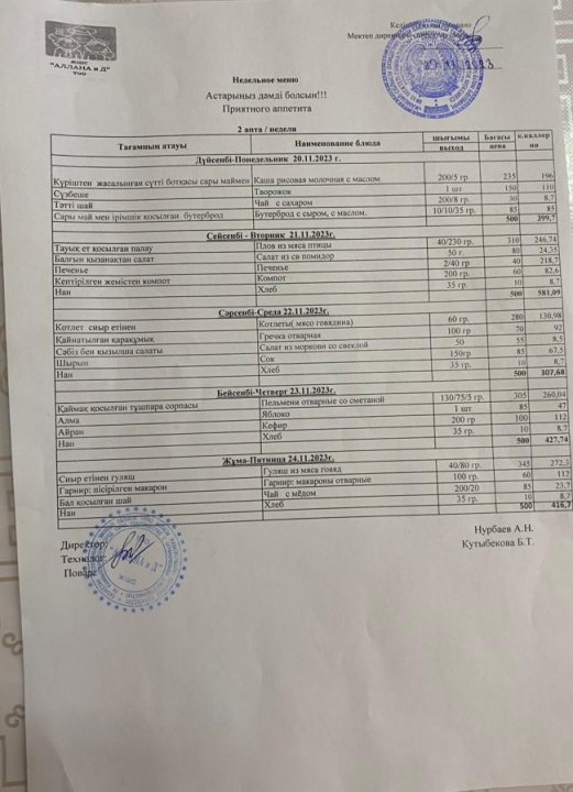 Ас мәзірі 20-24.11.2023 ж